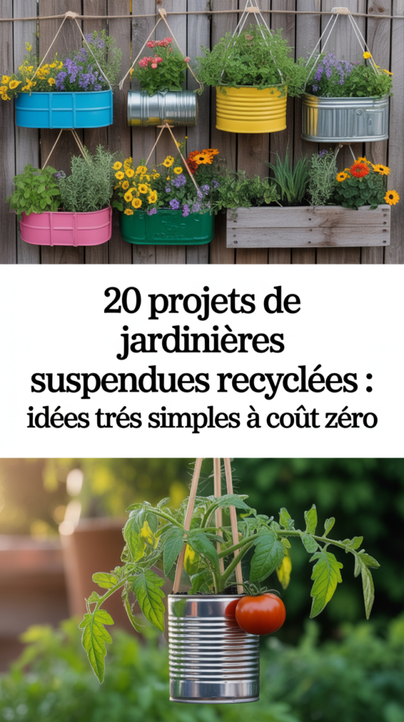 20 projets de jardinières suspendues recyclées : Idées très simples à coût zéro