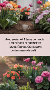 Avec seulement 1 tasse par mois, les fleurs fleurissent toute l'année. Ce ne sont pas des marcs de café !