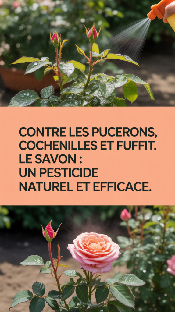 Contre les pucerons, cochenilles et fumagine, le savon suffit : un pesticide naturel et efficace.
