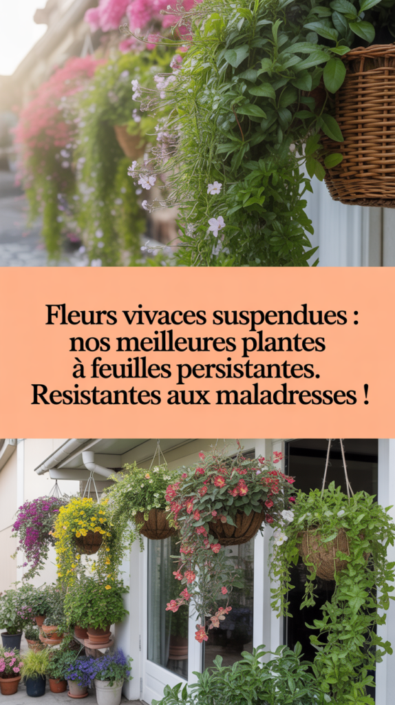Fleurs vivaces suspendues : nos meilleures plantes à feuilles persistantes. Résistantes aux maladresses !