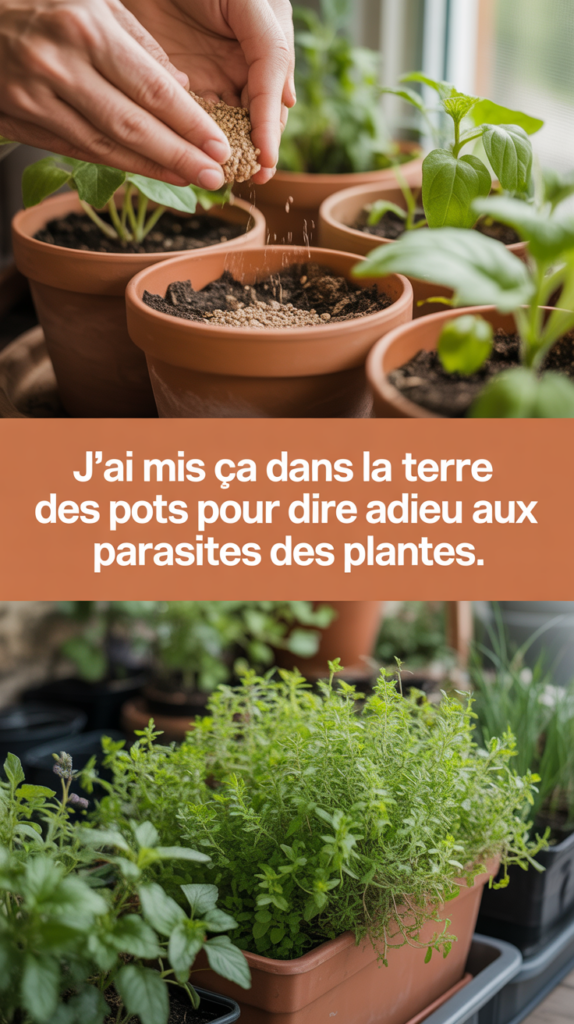 J'ai mis ça dans la terre des pots pour dire adieu aux parasites des plantes.
