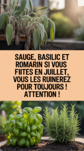 Sauge, basilic et romarin : si vous faites cela en juillet, vous les ruinerez pour toujours ! Attention !