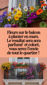 Fleurs sur le balcon à planter en mars. Le résultat sera parfumé et coloré, vous serez l'envie de tout le quartier !