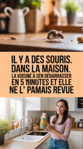 Il y a des souris dans la maison. La voisine a aidé à s'en débarrasser en 5 minutes et elle ne l'a plus jamais revue