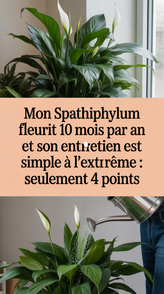 Mon spathiphyllum fleurit 10 mois par an et son entretien est simple à l'extrême : seulement 4 points