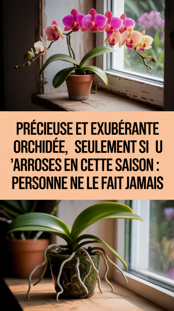 Précieuse et exubérante orchidée, seulement si tu l’arroses en cette saison : personne ne le fait jamais