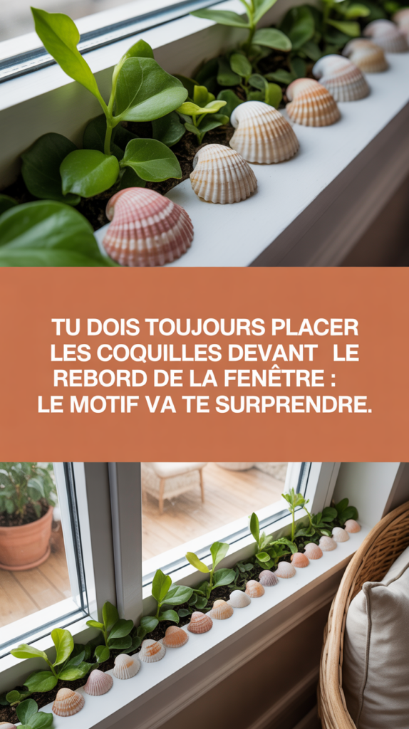 Tu dois toujours placer les coquilles devant le rebord de la fenêtre : le motif va te surprendre.