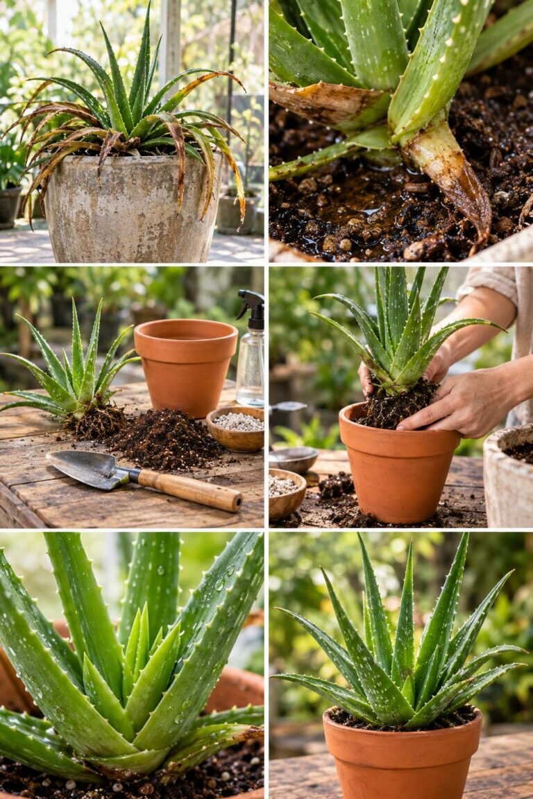 Aloe vera qui devient marron : le pot est trop grand