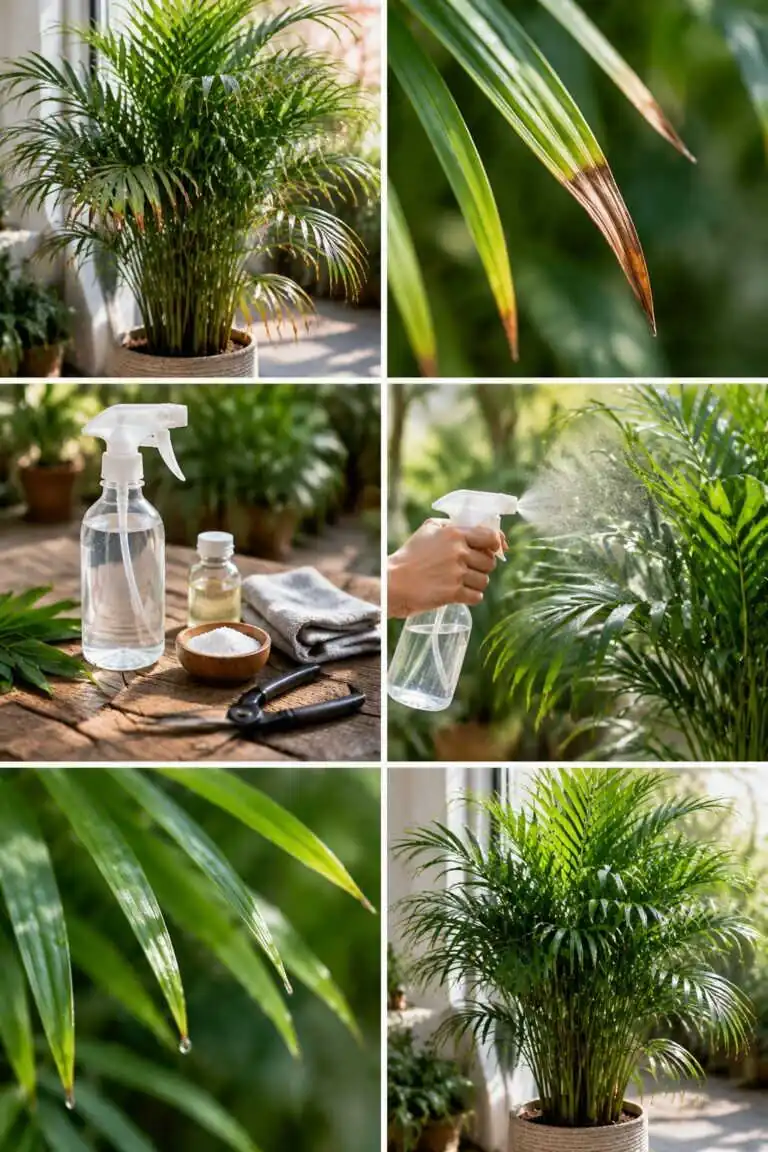 Areca aux pointes brunes : la brumisation du matin qui les arrête