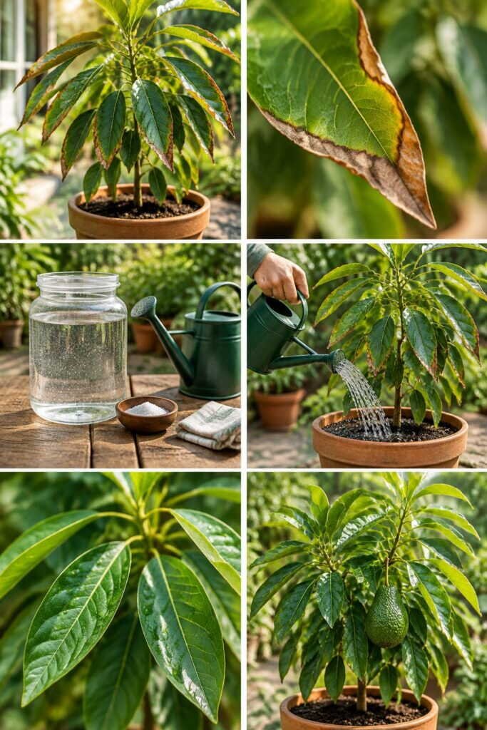 Avocatier aux feuilles brunes : l'eau du robinet, encore elle