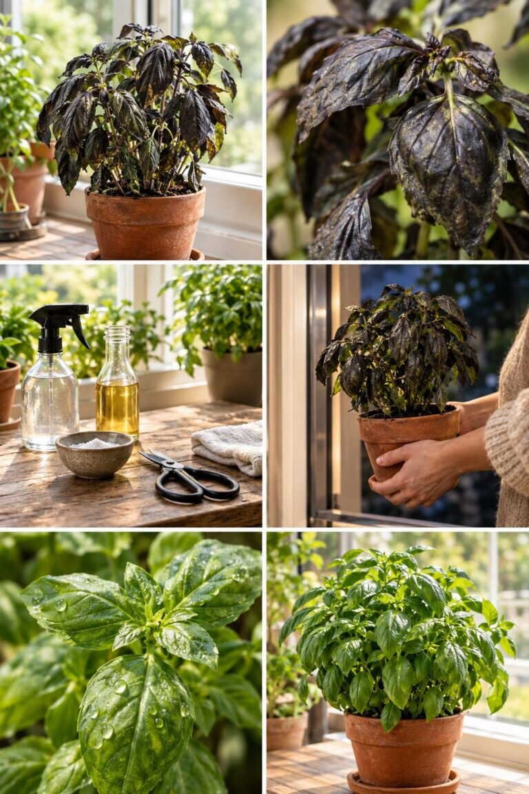 Basilic en pot qui devient noir : le froid d&rsquo;une seule nuit