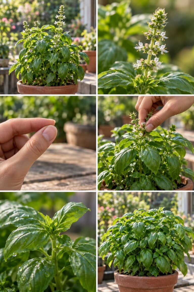 Basilic qui monte en fleur : pincez-le, sinon les feuilles deviennent amères