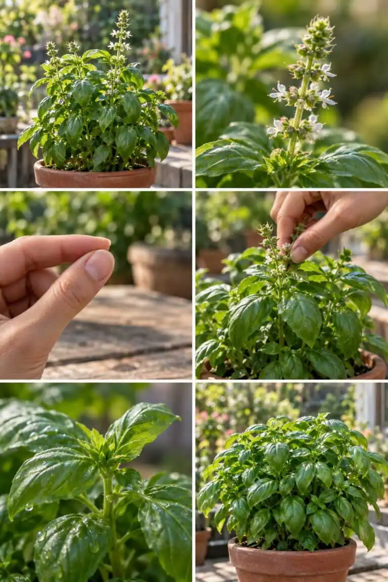 Basilic qui monte en fleur : pincez-le, sinon les feuilles deviennent amères