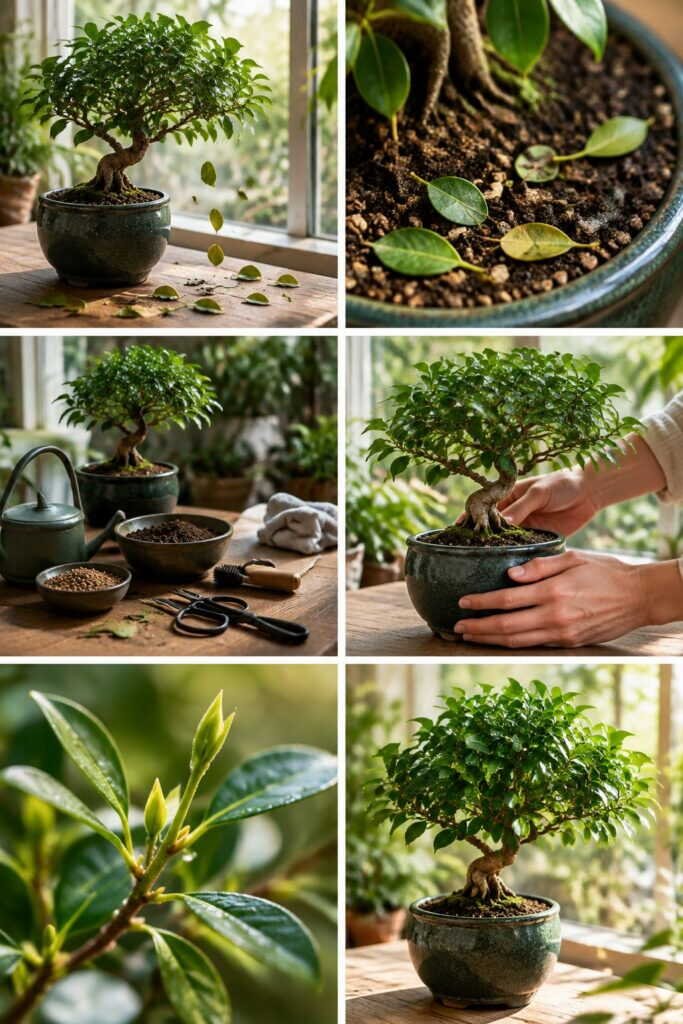 Bonsaï ficus qui perd ses feuilles : vous l'avez changé de place, remettez-le et attendez