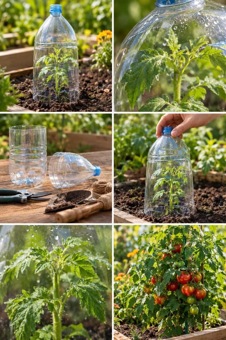 Bouteille en plastique comme cloche : les semis protégés des limaces