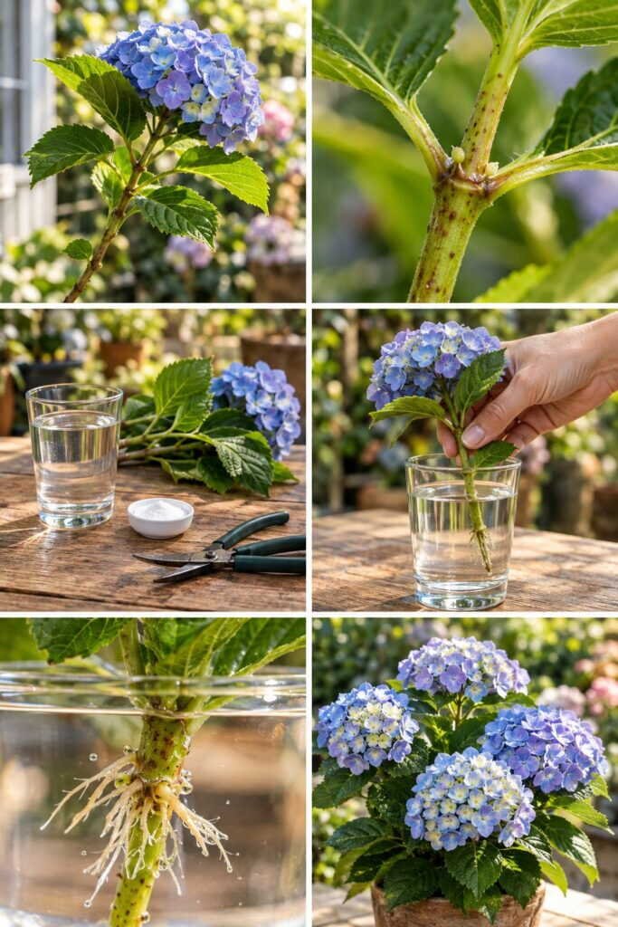 Bouturer un hortensia en août : la méthode du verre d'eau