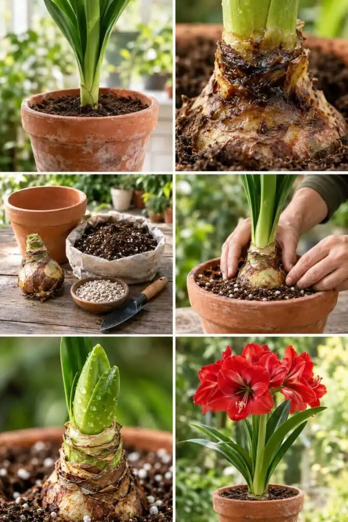 Bulbe d'amaryllis planté trop profond : il pourrit, laissez-le à moitié dehors