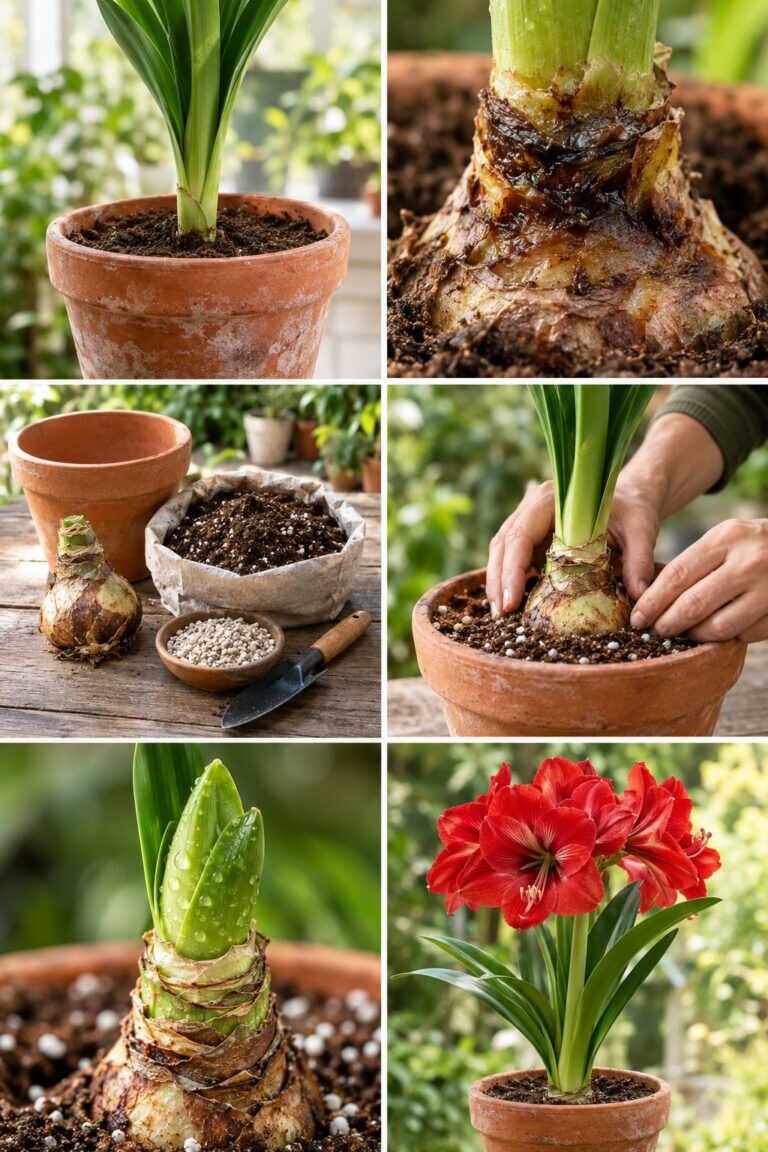 Bulbe d&rsquo;amaryllis planté trop profond : il pourrit, laissez-le à moitié dehors