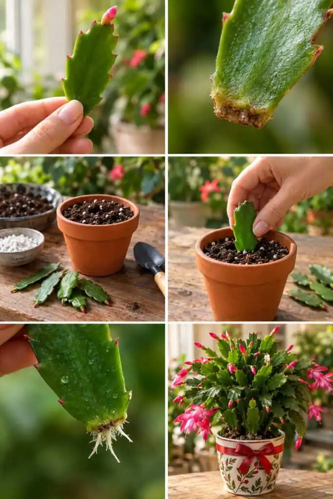 Cactus de Noël : un segment de tige dans le terreau donne une plante à offrir