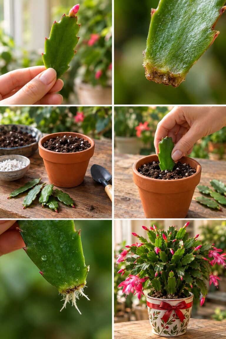 Cactus de Noël : un segment de tige dans le terreau donne une plante à offrir