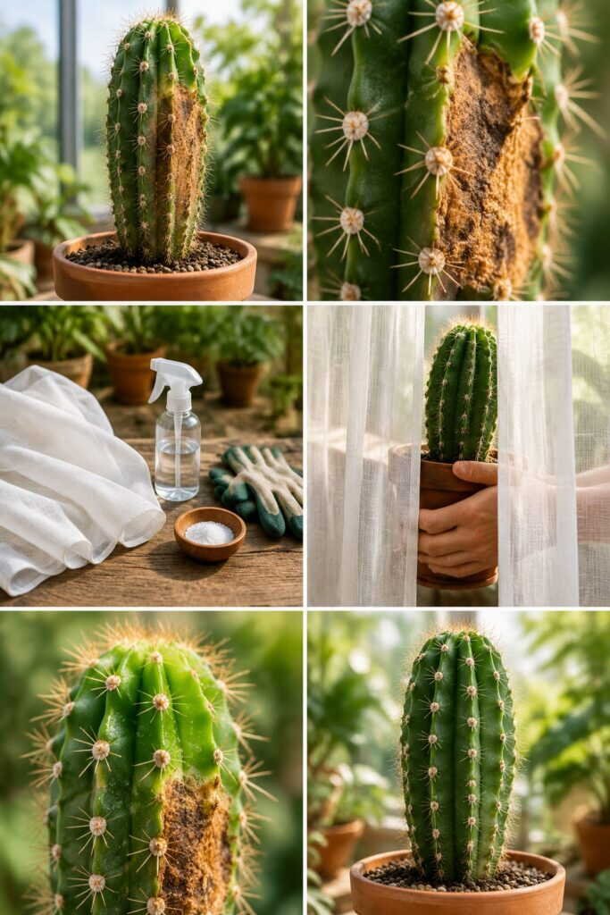 Cactus marron d'un seul côté : coup de soleil, voici s'il va s'en remettre