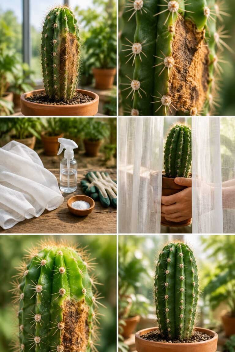 Cactus marron d&rsquo;un seul côté : coup de soleil, voici s&rsquo;il va s&rsquo;en remettre