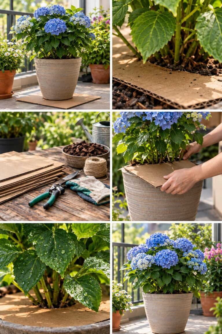 Carton sous les pots : les mauvaises herbes ne passent plus, et il disparaît seul