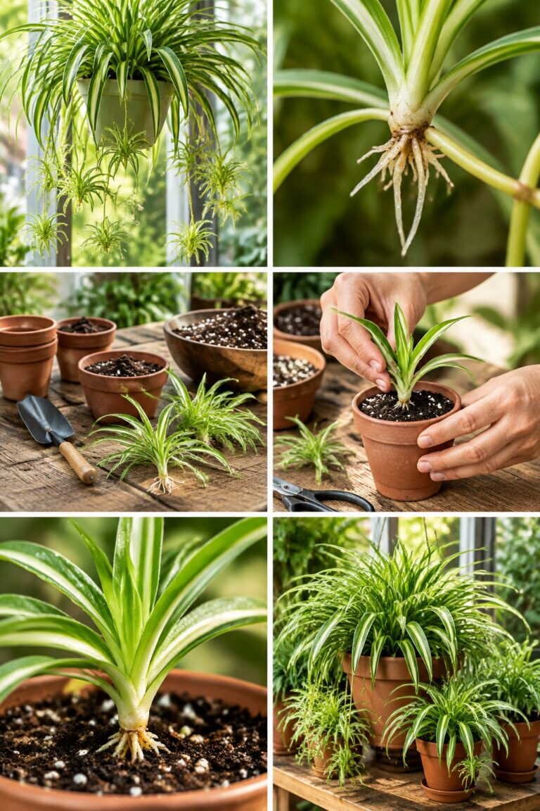Chlorophytum : les bébés au bout des tiges se plantent directement
