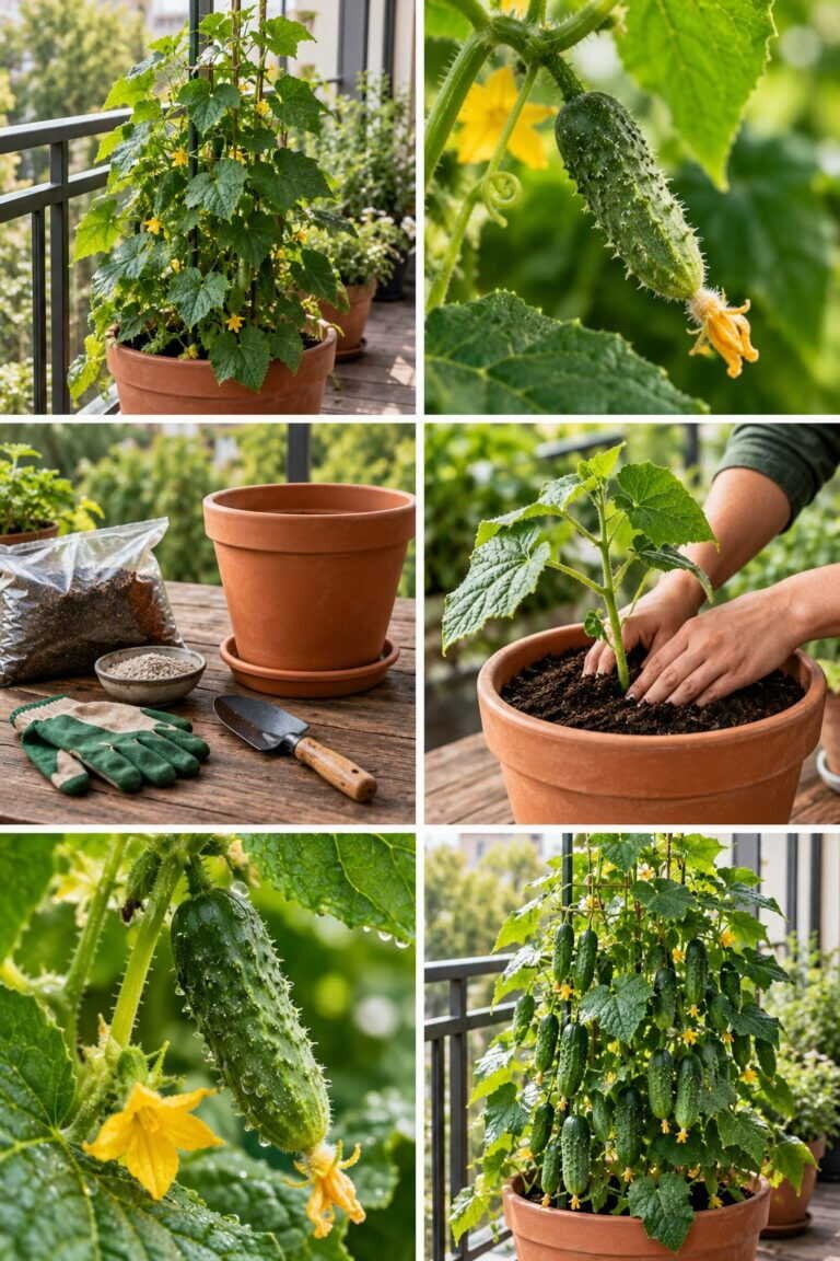 Concombre en pot sur balcon : 15 concombres sur un pied