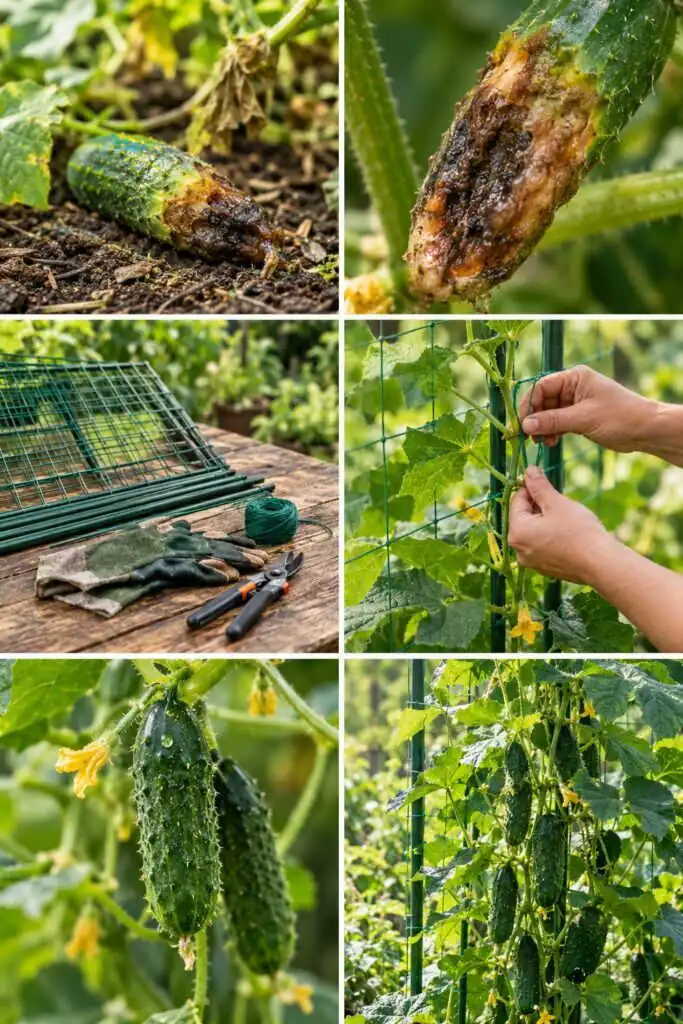 Concombres en pot : faites-les grimper, la récolte double et ils ne pourrissent plus