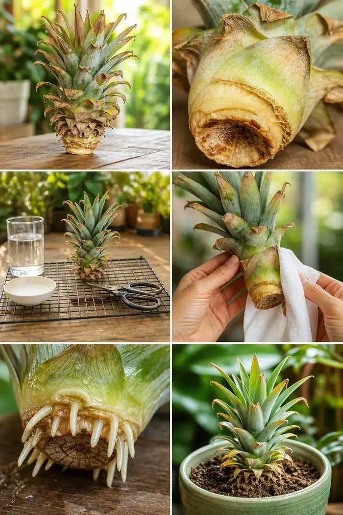 Couronne d&rsquo;ananas : la faire sécher 2 jours avant de la planter