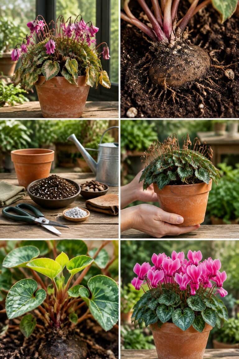 Cyclamen fané : ne le jetez pas, le bulbe refleurit l&rsquo;automne suivant