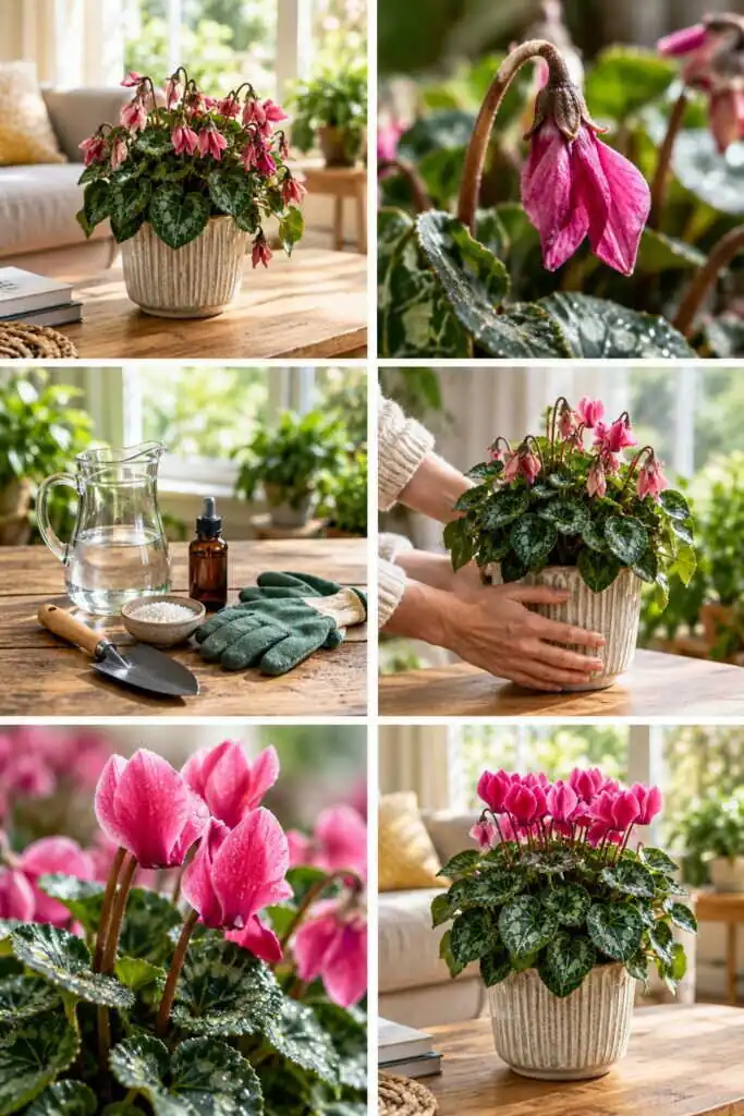 Cyclamen offert : dans le salon chauffé il meurt en 2 semaines, voici où le mettre