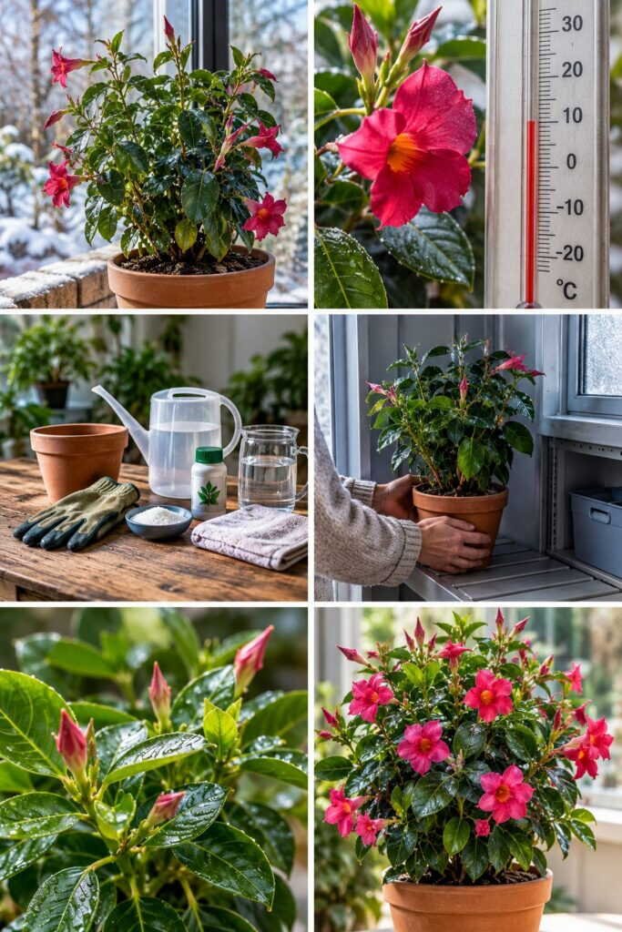 Dipladenia l'hiver : dans une pièce à 10 °C il survit, dehors il meurt