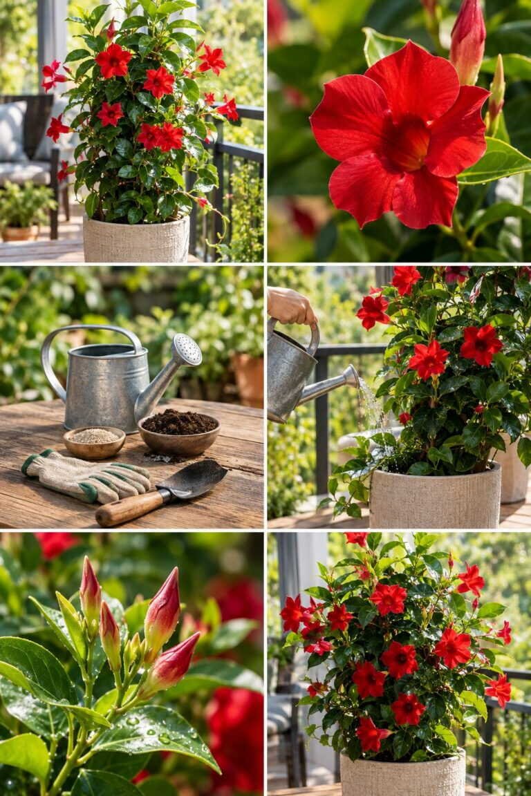 Dipladenia : moins d&rsquo;eau, plein soleil, et il fleurit jusqu&rsquo;en octobre