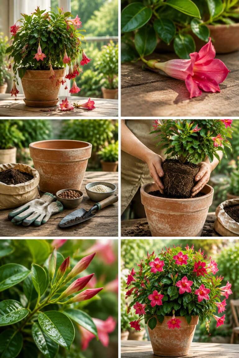 Dipladenia qui perd ses fleurs : le pot est trop petit, rempotez en avril