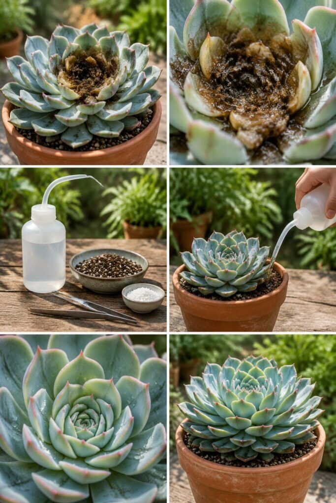 Echeveria qui pourrit au centre : vous mouillez la rosette en arrosant, voici comment faire