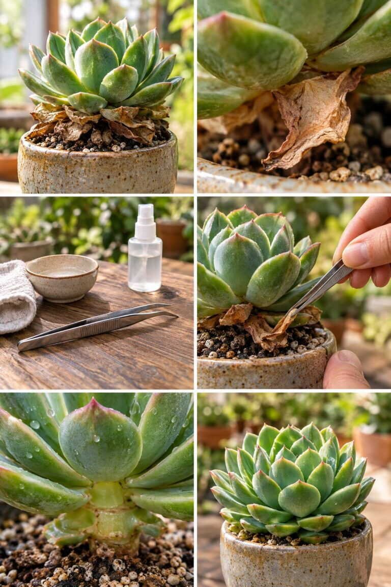 Feuilles du bas qui sèchent sur la succulente : rassurez-vous, c&rsquo;est normal, voici quand s&rsquo;inquiéter