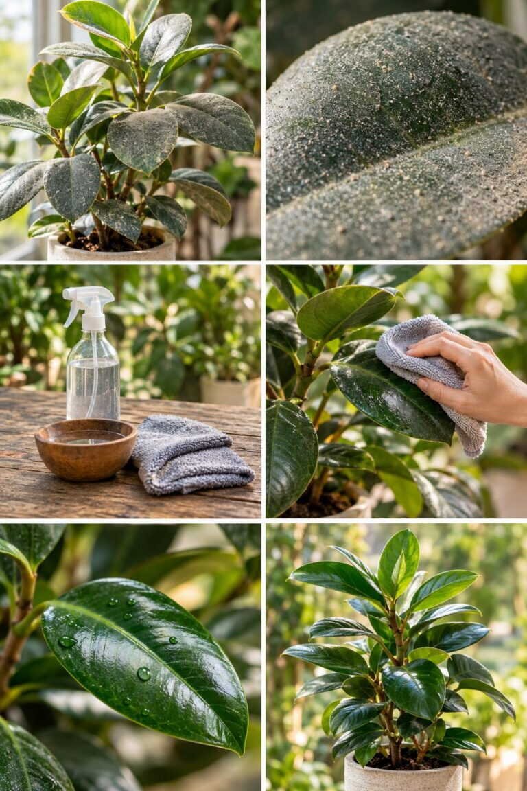 Feuilles poussiéreuses : la plante respire 2 fois moins, nettoyez-les