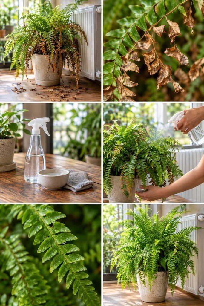 Fougère qui perd ses feuilles près du radiateur : elle meurt de sécheresse, pas de froid