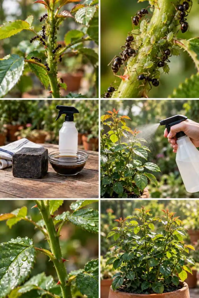 Fourmis sur la plante = pucerons cachés dessous