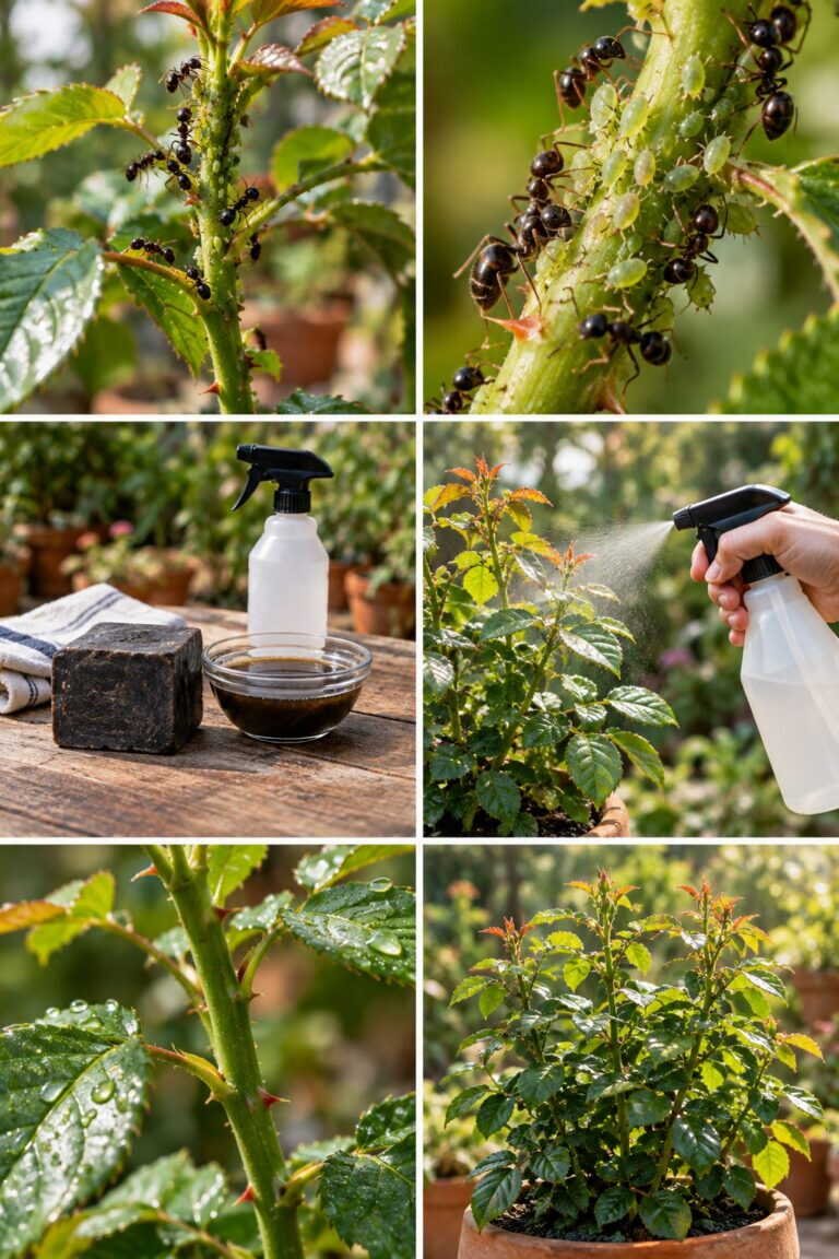 Fourmis sur la plante = pucerons cachés dessous