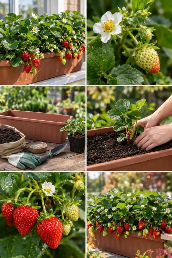 Fraisiers remontants : des fraises de mai à octobre en jardinière