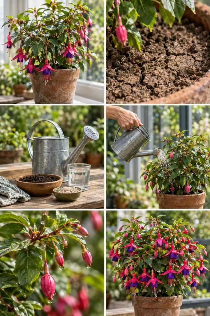 Fuchsia qui perd toutes ses fleurs : la terre a séché une seule fois