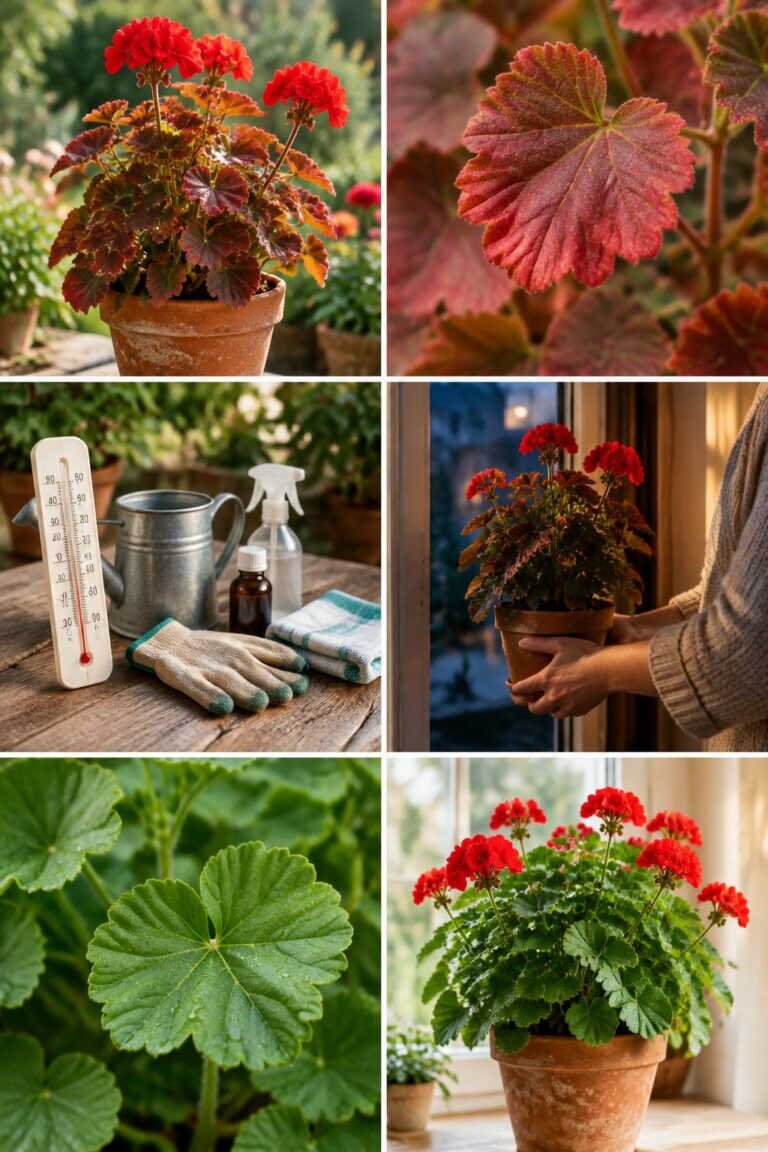 Géranium aux feuilles rouges : il a eu froid la nuit