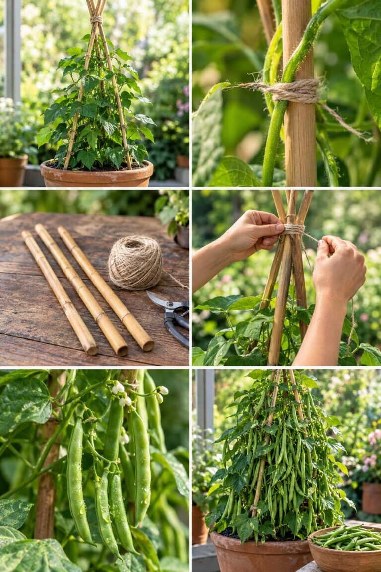 Haricots grimpants en pot : le tipi de 3 bambous qui donne 2 kg