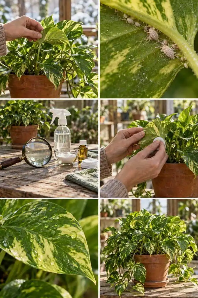 Insectes cachés dans les plantes en hiver : l'inspection mensuelle sous les feuilles