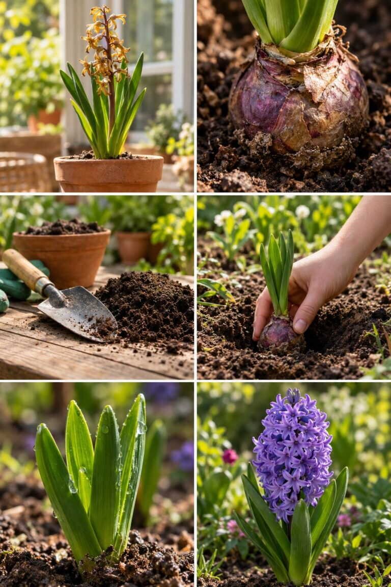 Jacinthe en pot après floraison : replantez le bulbe dehors, elle revient chaque printemps