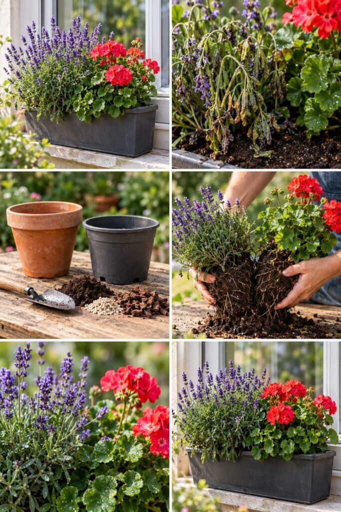 Lavande et géranium dans la même jardinière : l'association qui tue l'un des deux