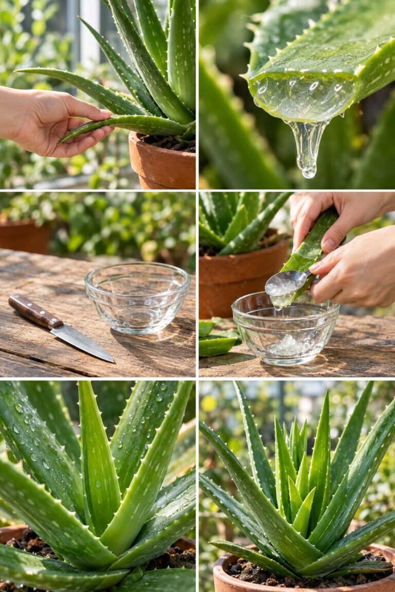 Le gel d&rsquo;aloe vera se récolte sur les feuilles du bas, jamais du centre